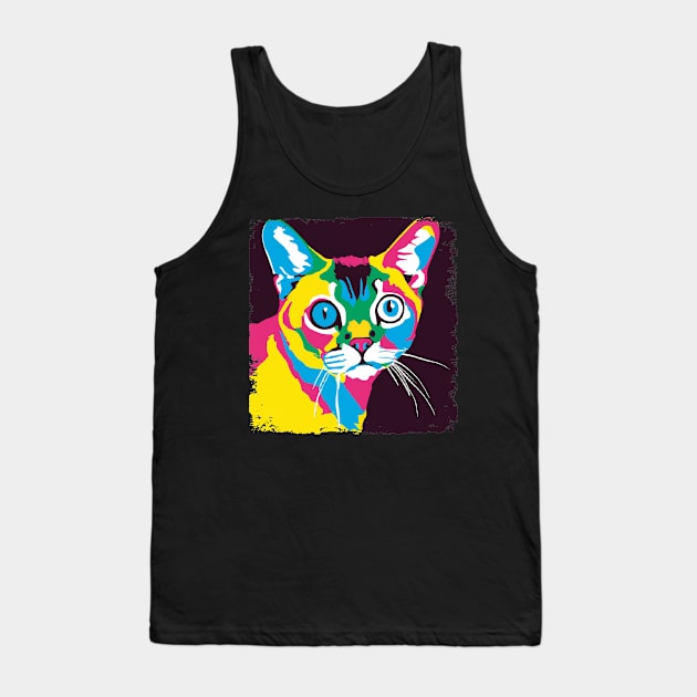 Singapura Cat Pop Art - Cat Lover Gift Tank Top by PawPopArt